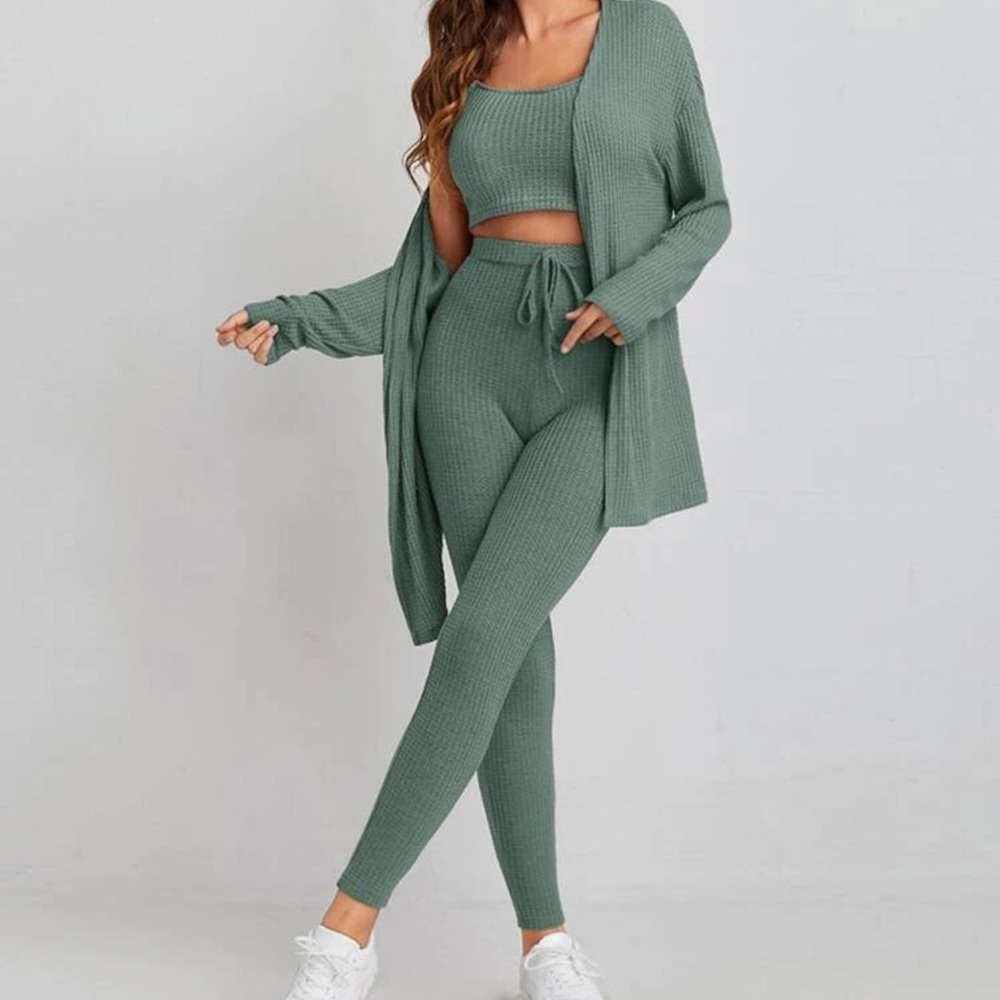Three Piece Waffle Knit Set
